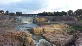 The breathtaking view at Falls Park in Sioux Falls, South Dakota.